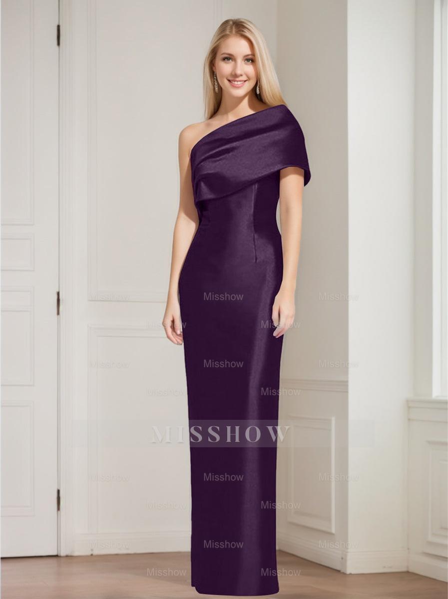 One-Shoulder Sleeveless Floor-Length Sheath/Column Mother of the Bride Dress with Bowknot
