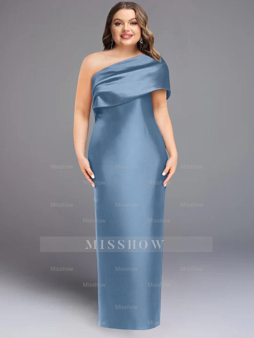 One-Shoulder Sleeveless Floor-Length Sheath/Column Mother of the Bride Dress with Bowknot