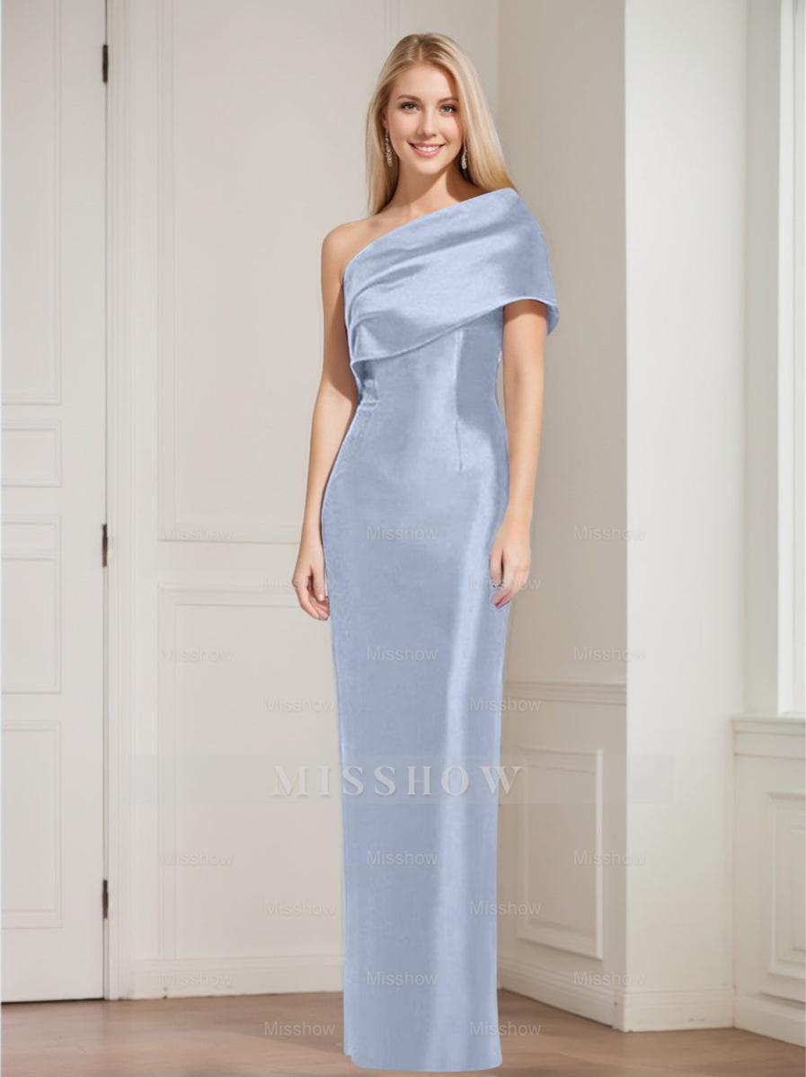 One-Shoulder Sleeveless Floor-Length Sheath/Column Mother of the Bride Dress with Bowknot