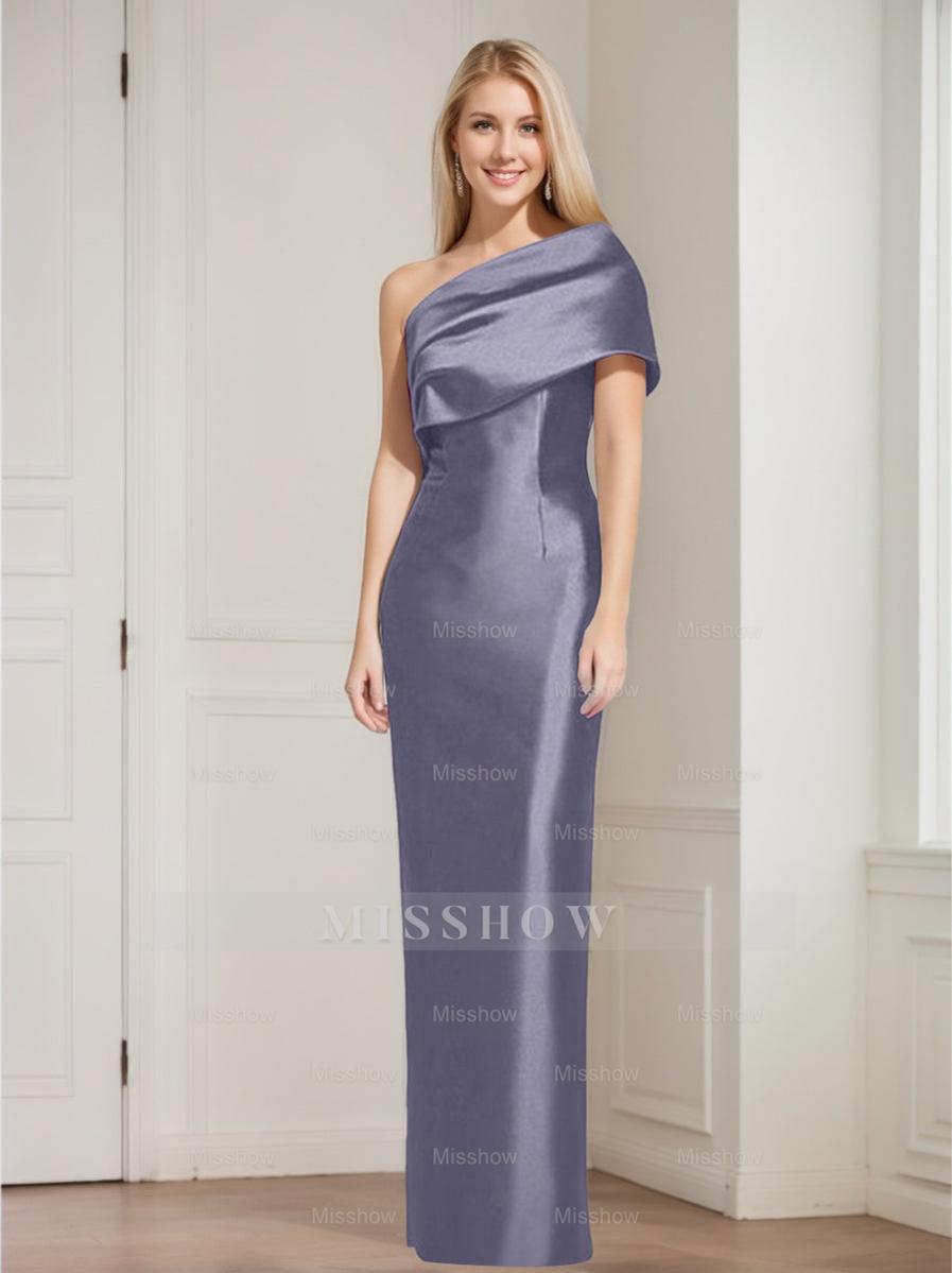 One-Shoulder Sleeveless Floor-Length Sheath/Column Mother of the Bride Dress with Bowknot