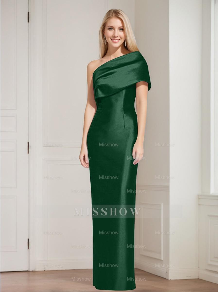 One-Shoulder Sleeveless Floor-Length Sheath/Column Mother of the Bride Dress with Bowknot