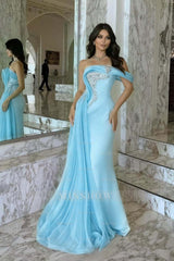 One Shoulder Sleeveless Long Mermaid Formal Dress With Beading