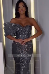 One Shoulder Sleeveless Mermaid Long Formal Dress With Appliques