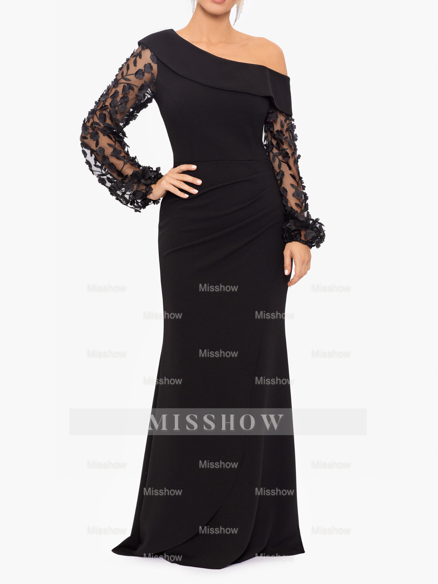 One-shoulder Trumpet/Mermaid Floor-Length Mother of the Bride & Groom Dress with Applique