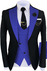Opulent Black Shawl Lapel Three Piece Prom Attire for Men