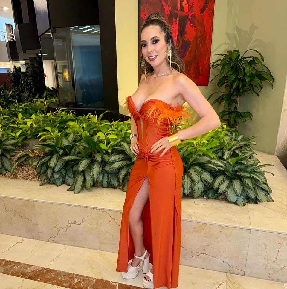 Orange Off Shoulder Mermaid Evening Dress Sweetheart Feather Trim Cutout Ruched High Slit Formal Gown