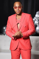 Peach Stylish Notched Lapel Slim Fit Custom Men’s Suits