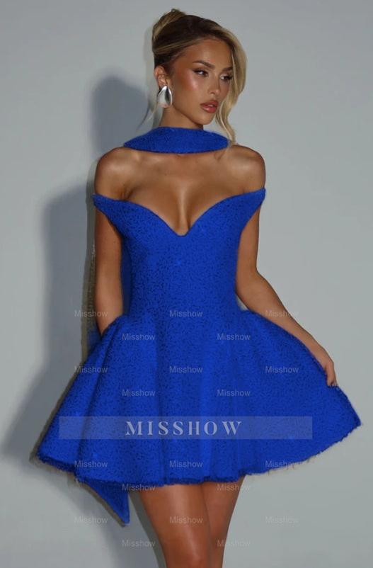 Pink Rhinestone Sweetheart Sleeveless Fit and Flare Sequined Mini Formal Evening Dress