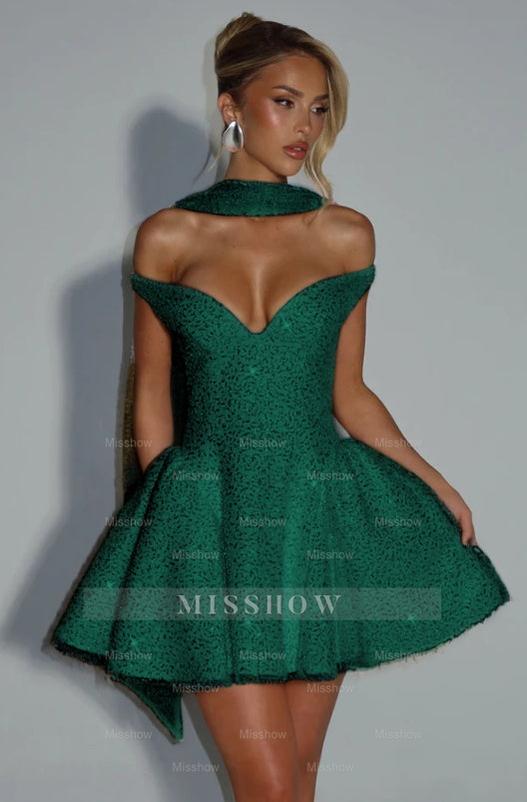 Pink Rhinestone Sweetheart Sleeveless Fit and Flare Sequined Mini Formal Evening Dress