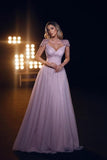 Pink Sweetheart A-Line Princess Prom Dresses