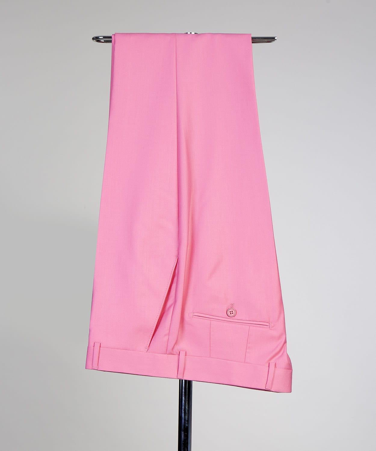 Pink Trendy Double Breasted Peak Lapel Men’s Suits