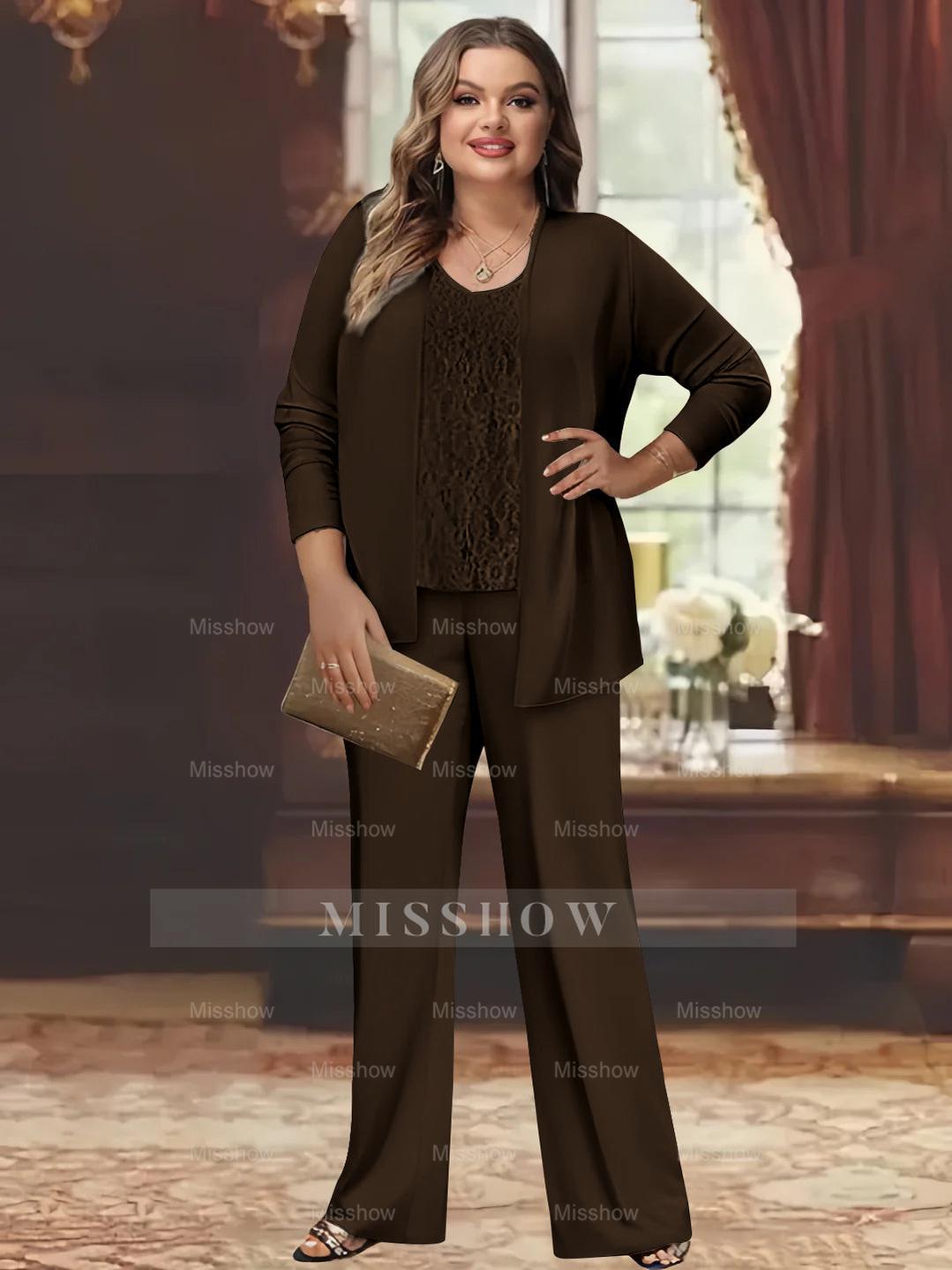 Plus Size Chiffon Pantsuits with Jacket for the Mother of the Bride