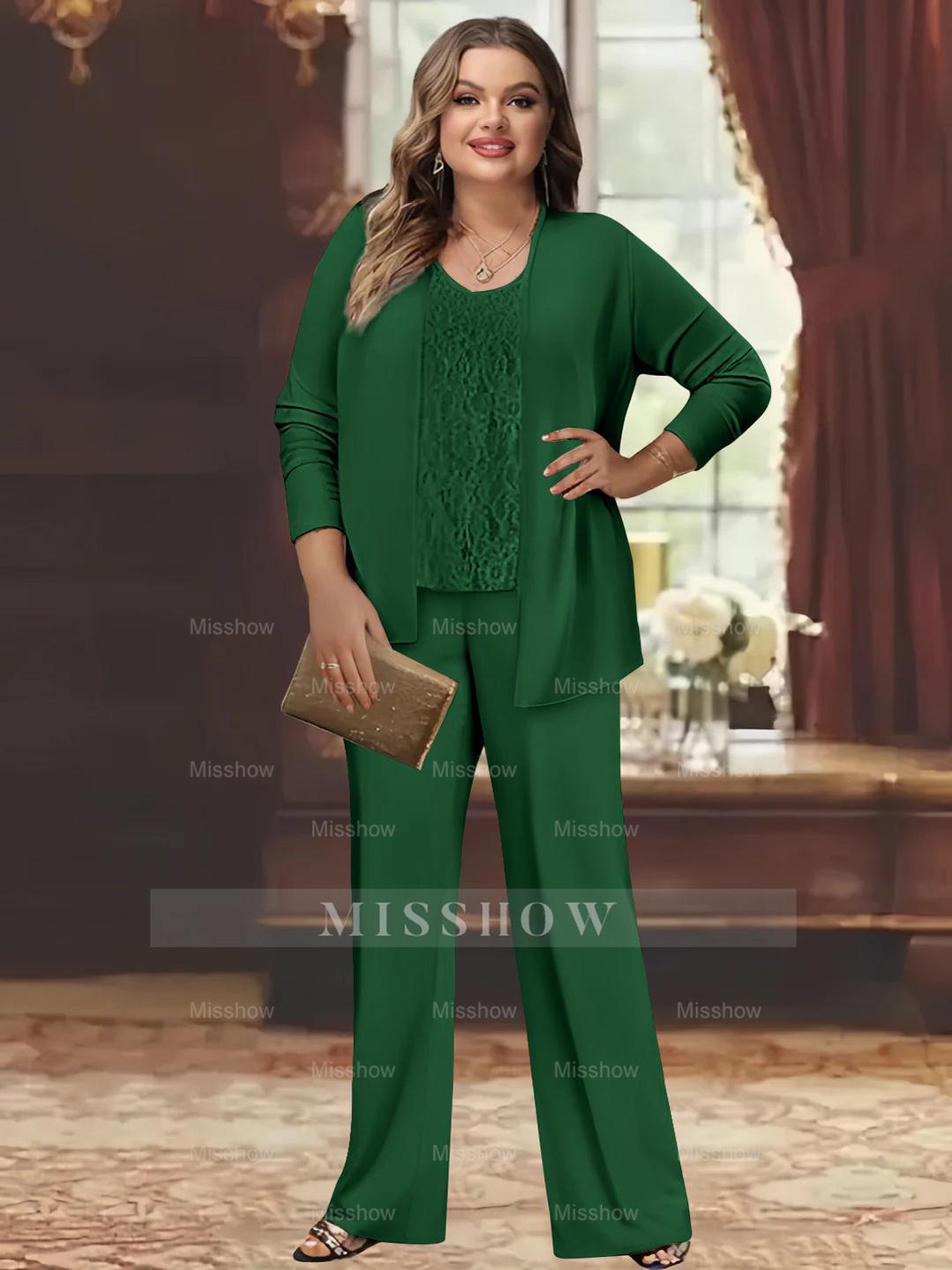 Plus Size Chiffon Pantsuits with Jacket for the Mother of the Bride
