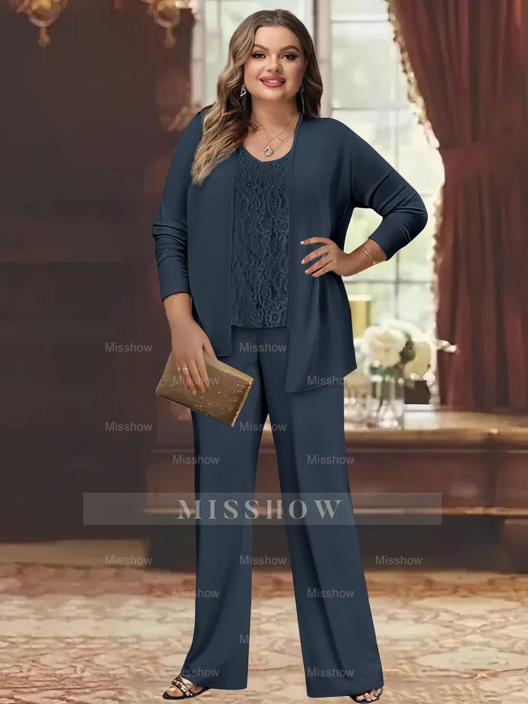 Plus Size Chiffon Pantsuits with Jacket for the Mother of the Bride