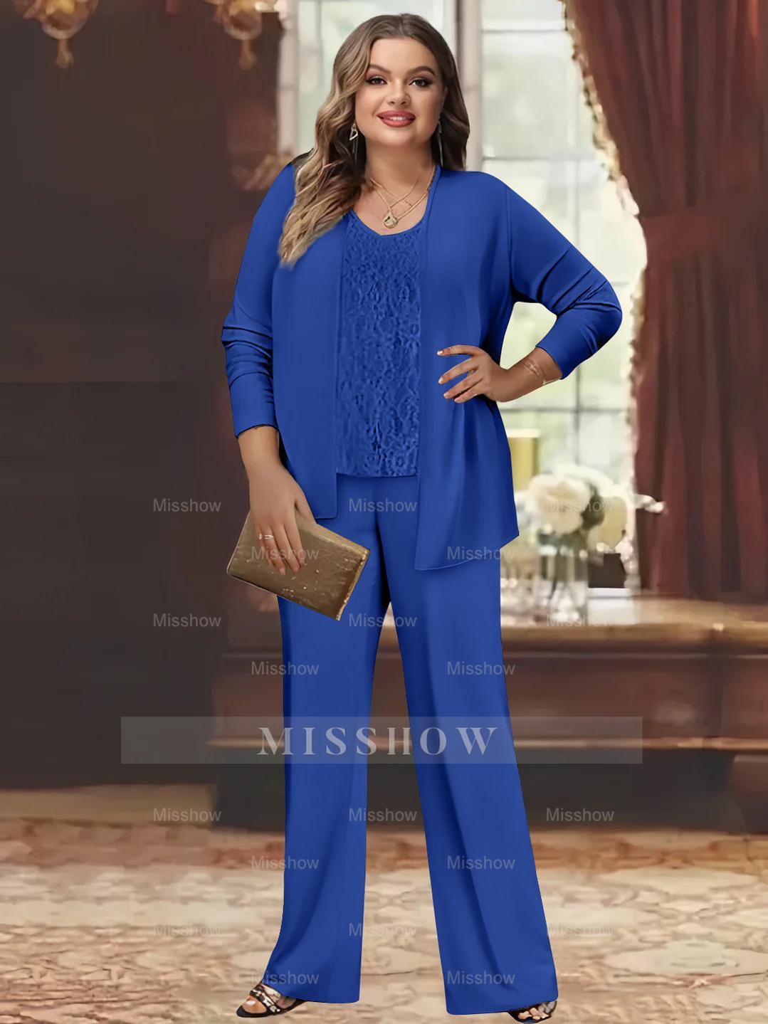 Plus Size Chiffon Pantsuits with Jacket for the Mother of the Bride