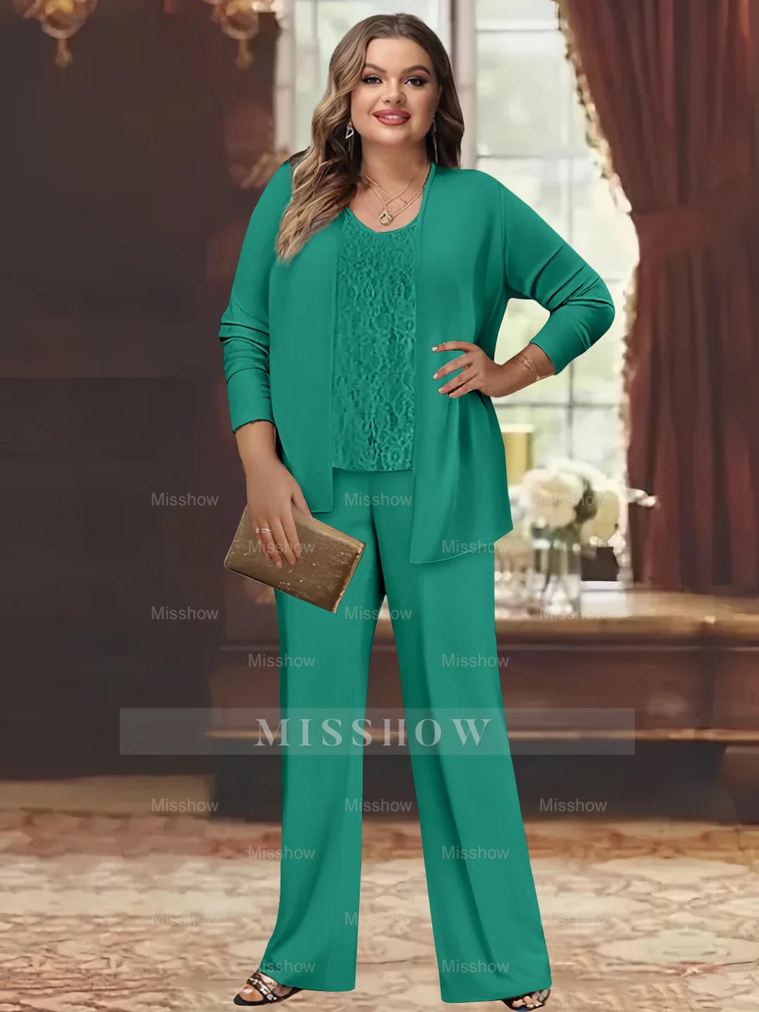Plus Size Chiffon Pantsuits with Jacket for the Mother of the Bride