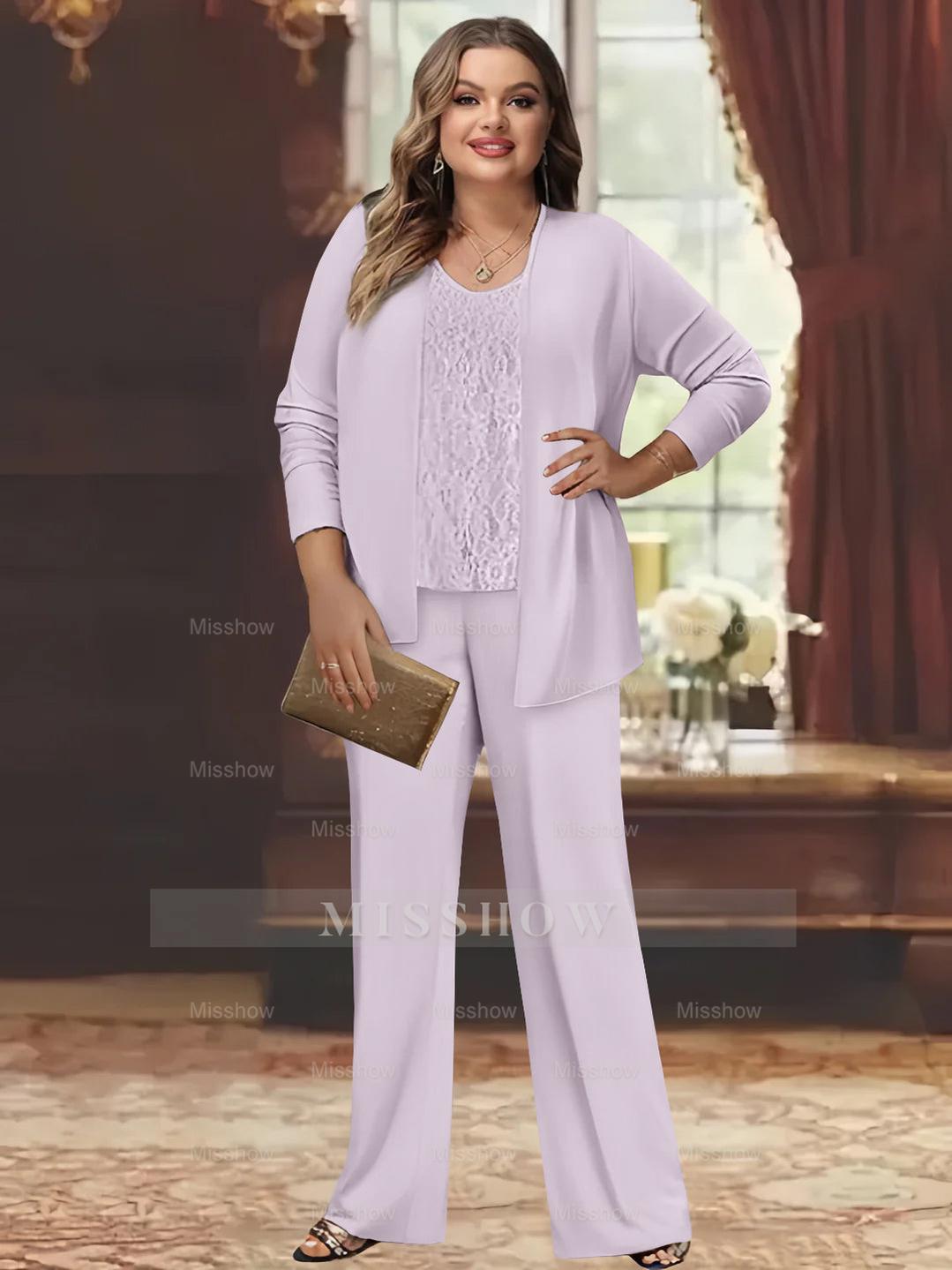 Plus Size Chiffon Pantsuits with Jacket for the Mother of the Bride
