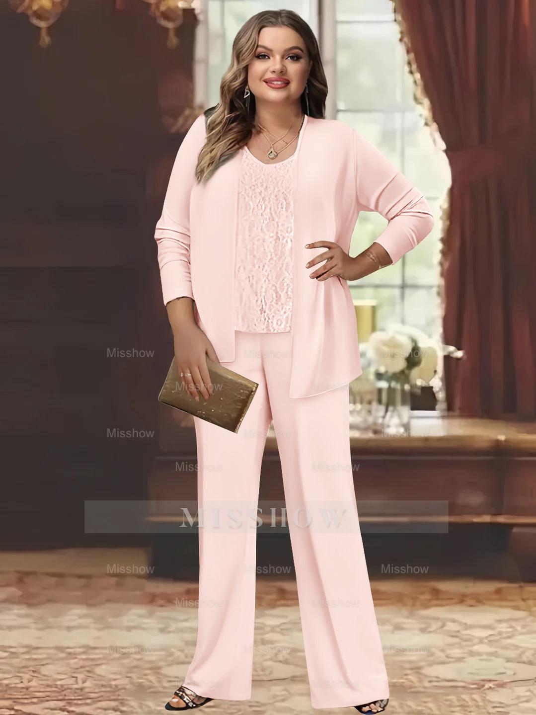 Plus Size Chiffon Pantsuits with Jacket for the Mother of the Bride