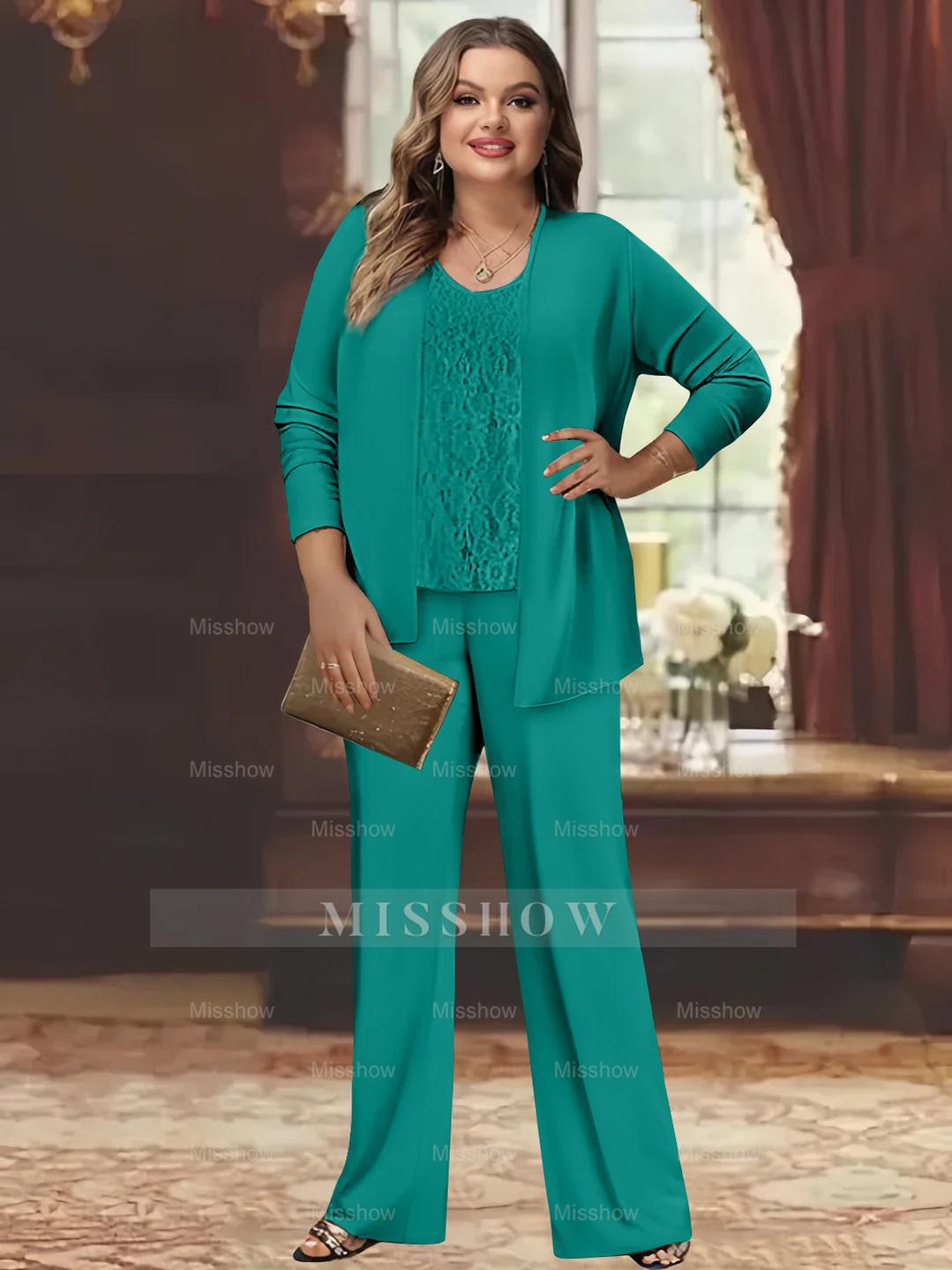 Plus Size Chiffon Pantsuits with Jacket for the Mother of the Bride