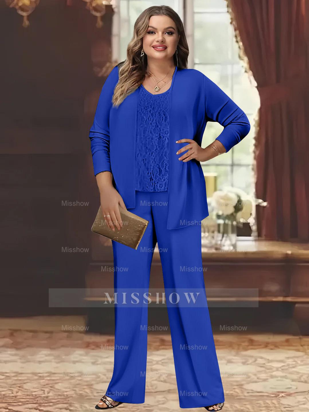 Plus Size Chiffon Pantsuits with Jacket for the Mother of the Bride