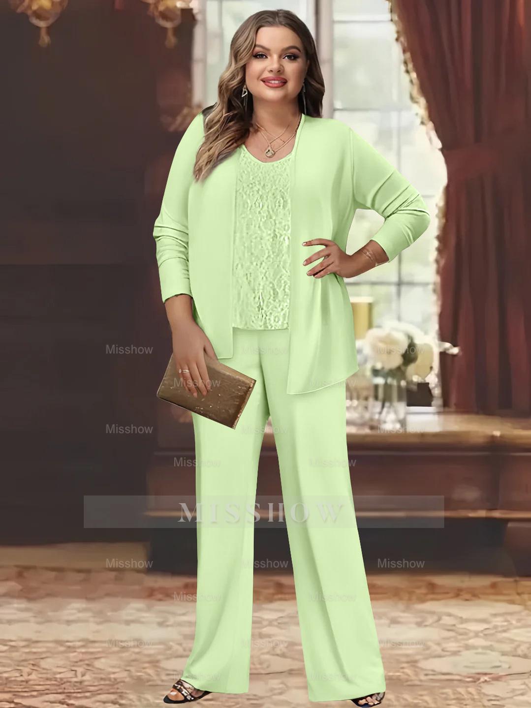 Plus Size Chiffon Pantsuits with Jacket for the Mother of the Bride