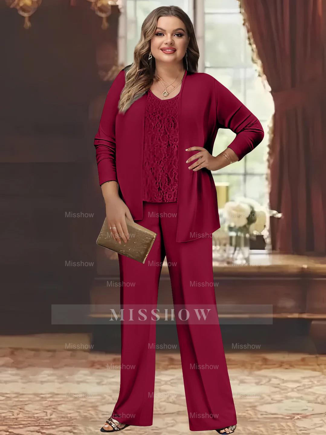 Plus Size Chiffon Pantsuits with Jacket for the Mother of the Bride