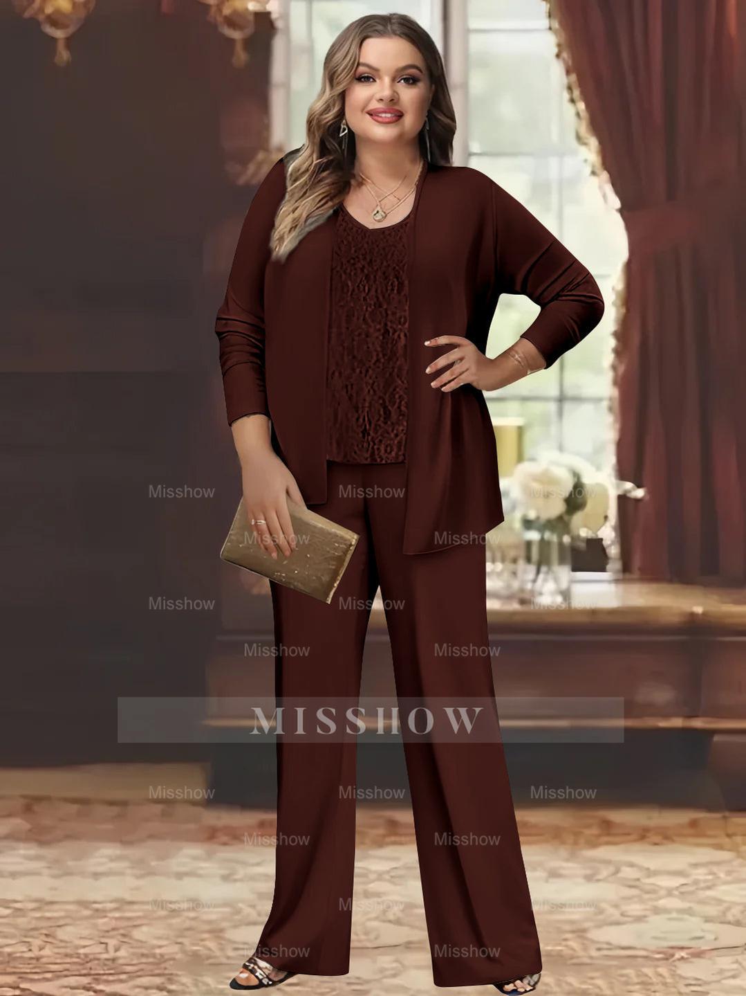 Plus Size Chiffon Pantsuits with Jacket for the Mother of the Bride