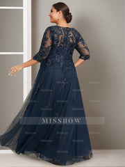 Plus Size Floor-Length A-Line Princess V-Neck Mother of the Bride Dress with Half Sleeves and Sequins