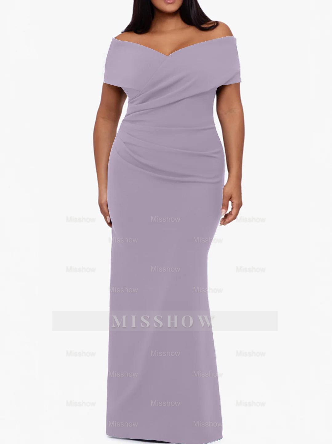 Plus Size Off-the-Shoulder Mermaid Trumpet Sleeveless Mother Of The Bride Floor-Length Dress