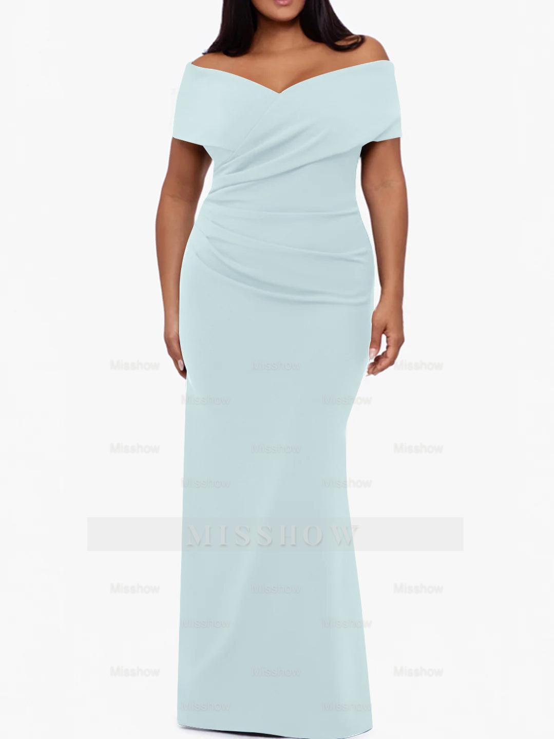 Plus Size Off-the-Shoulder Mermaid Trumpet Sleeveless Mother Of The Bride Floor-Length Dress