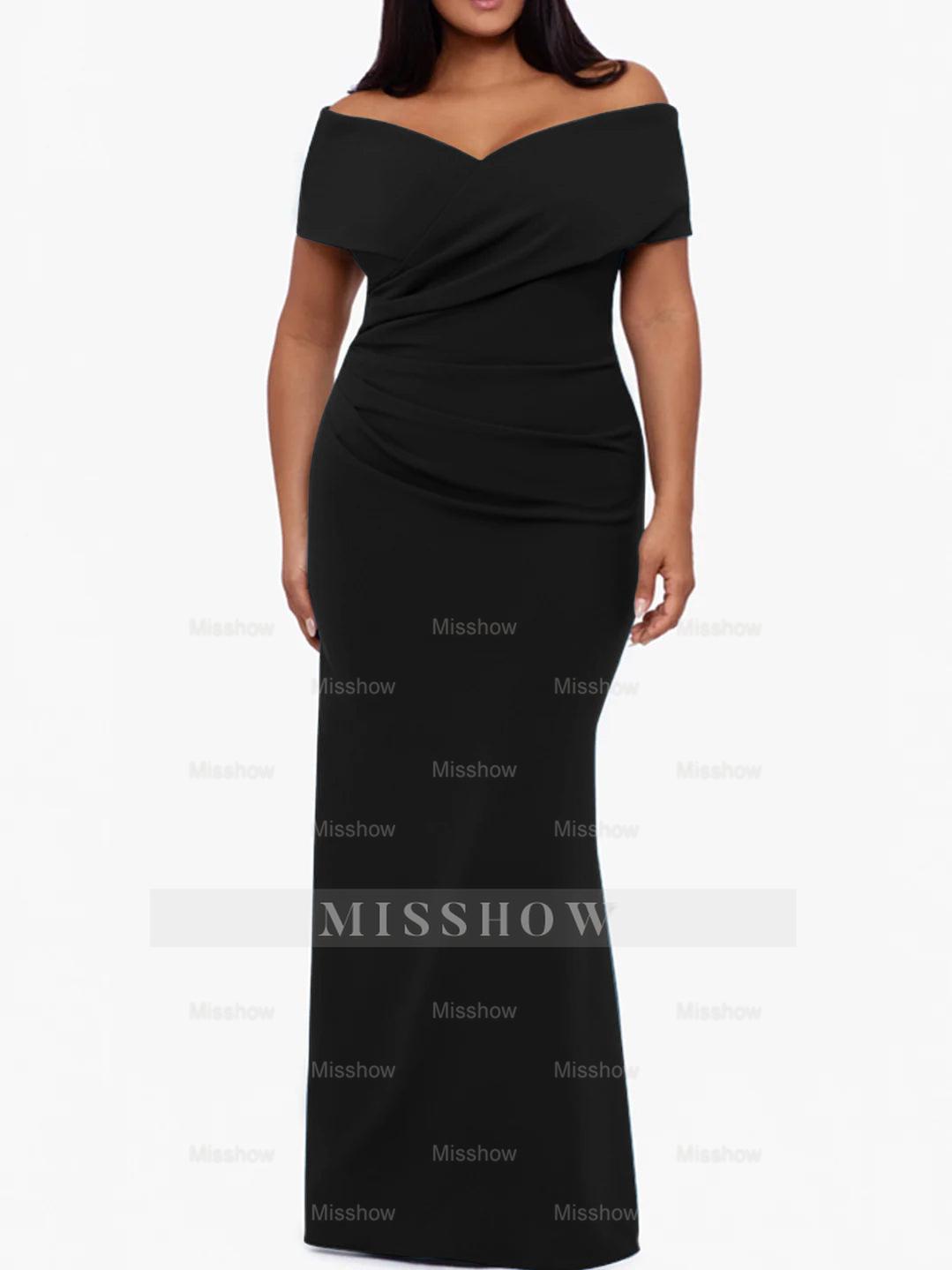 Plus Size Off-the-Shoulder Mermaid Trumpet Sleeveless Mother Of The Bride Floor-Length Dress
