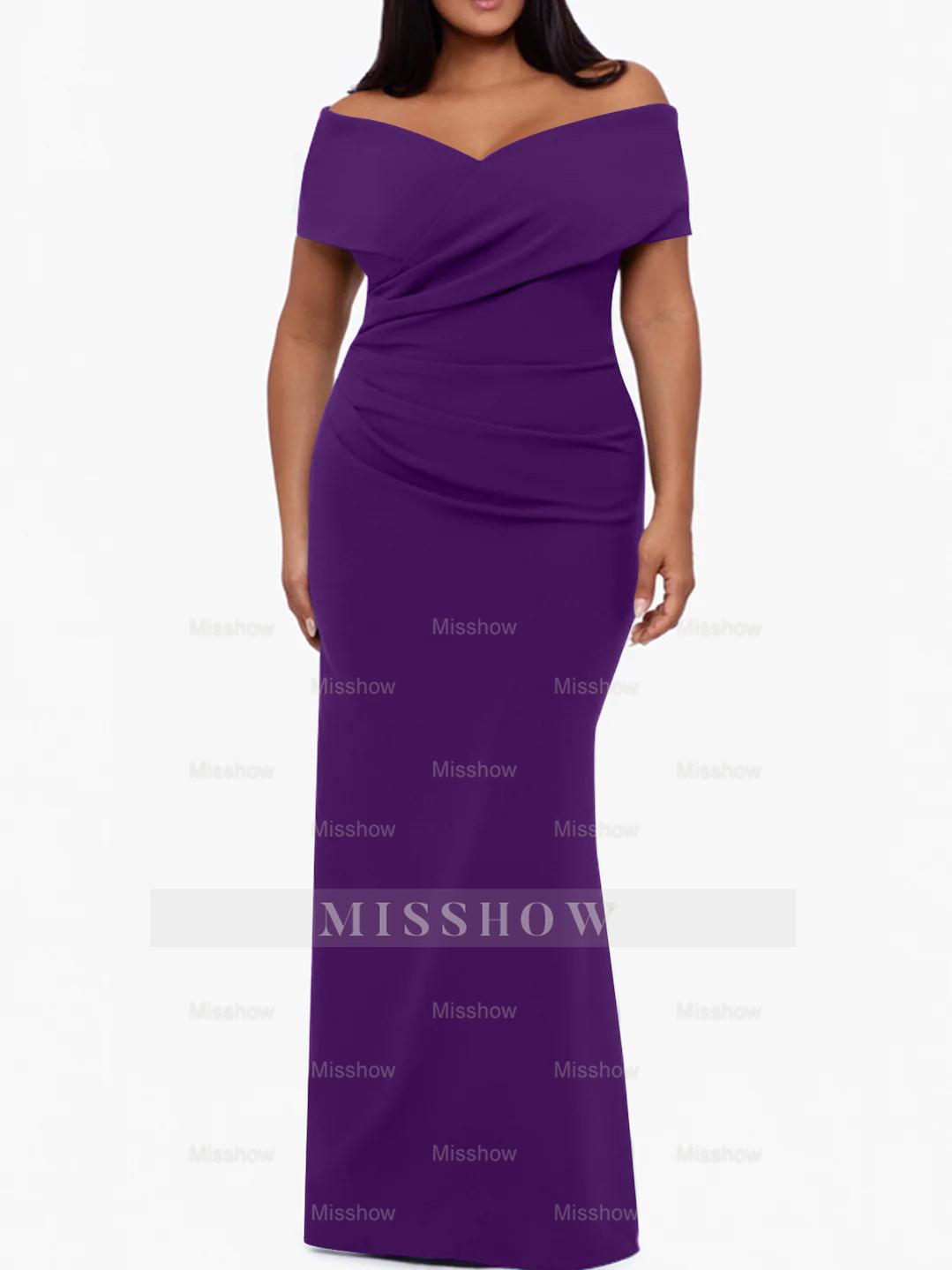Plus Size Off-the-Shoulder Mermaid Trumpet Sleeveless Mother Of The Bride Floor-Length Dress