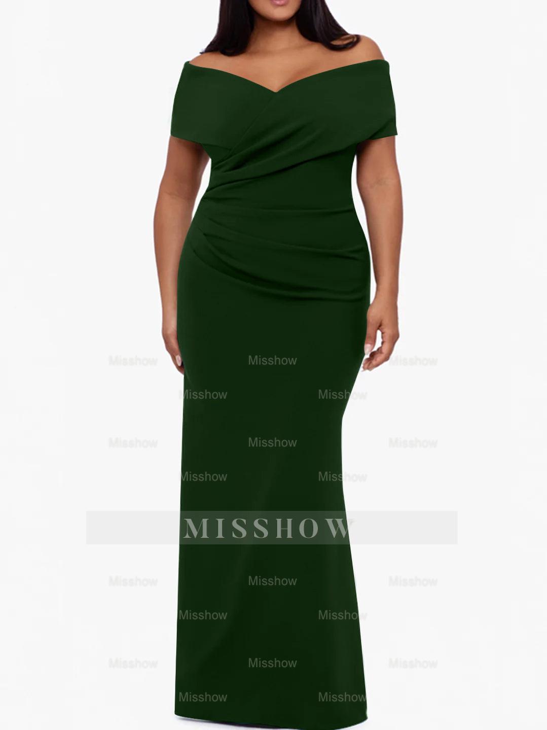 Plus Size Off-the-Shoulder Mermaid Trumpet Sleeveless Mother Of The Bride Floor-Length Dress