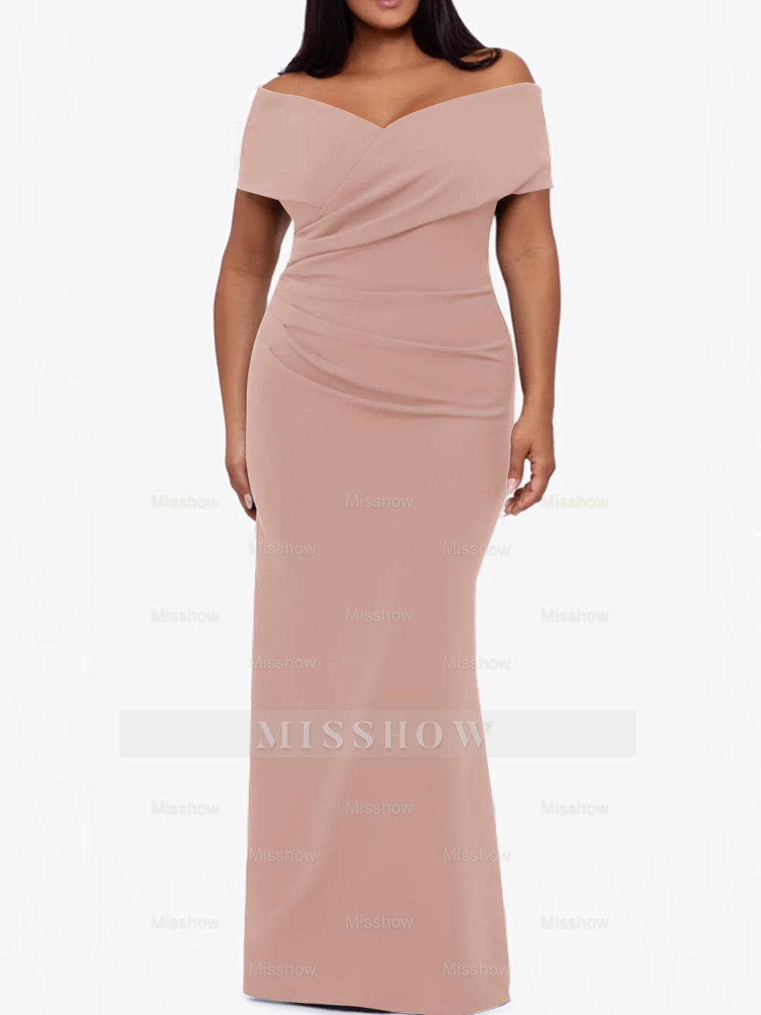 Plus Size Off-the-Shoulder Mermaid Trumpet Sleeveless Mother Of The Bride Floor-Length Dress
