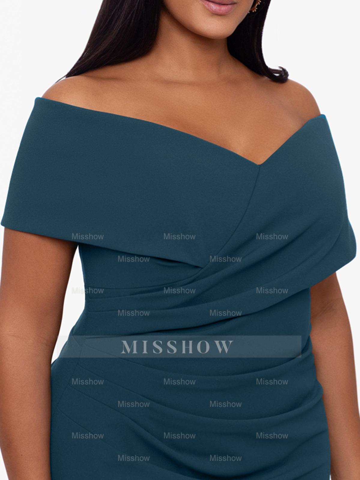 Plus Size Off-the-Shoulder Mermaid Trumpet Sleeveless Mother Of The Bride Floor-Length Dress