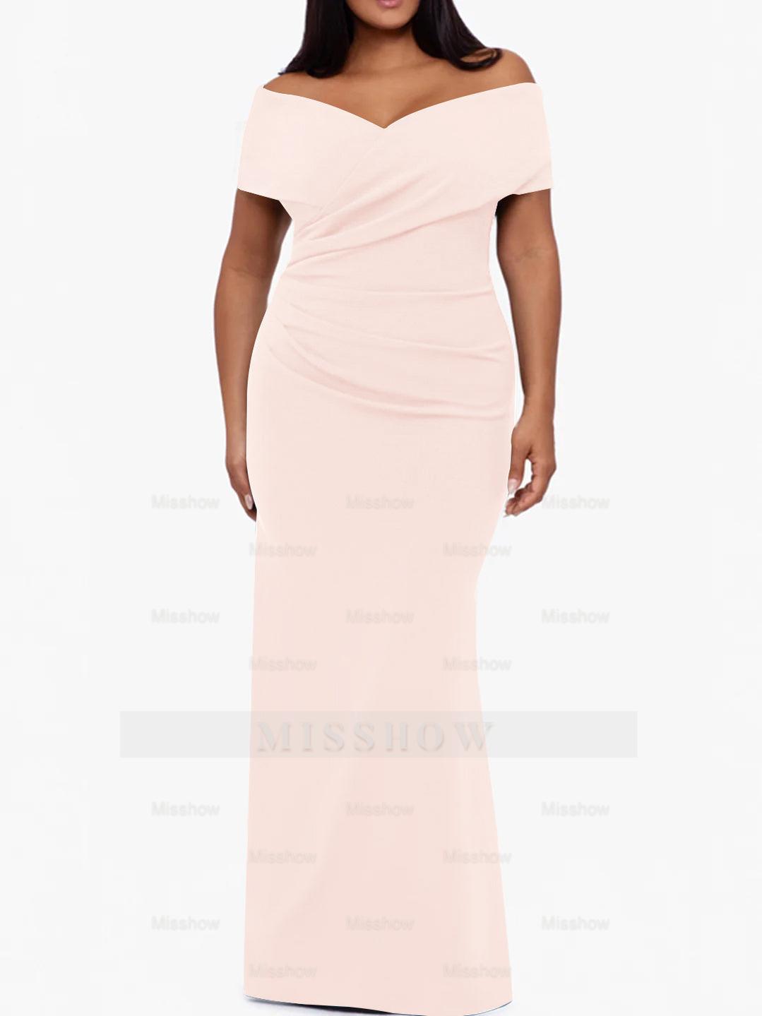 Plus Size Off-the-Shoulder Mermaid Trumpet Sleeveless Mother Of The Bride Floor-Length Dress