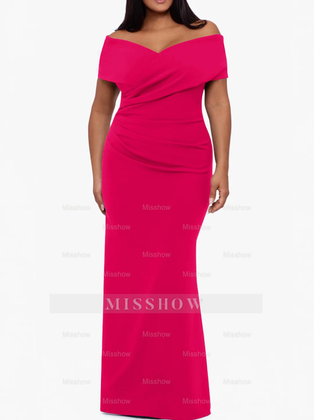 Plus Size Off-the-Shoulder Mermaid Trumpet Sleeveless Mother Of The Bride Floor-Length Dress
