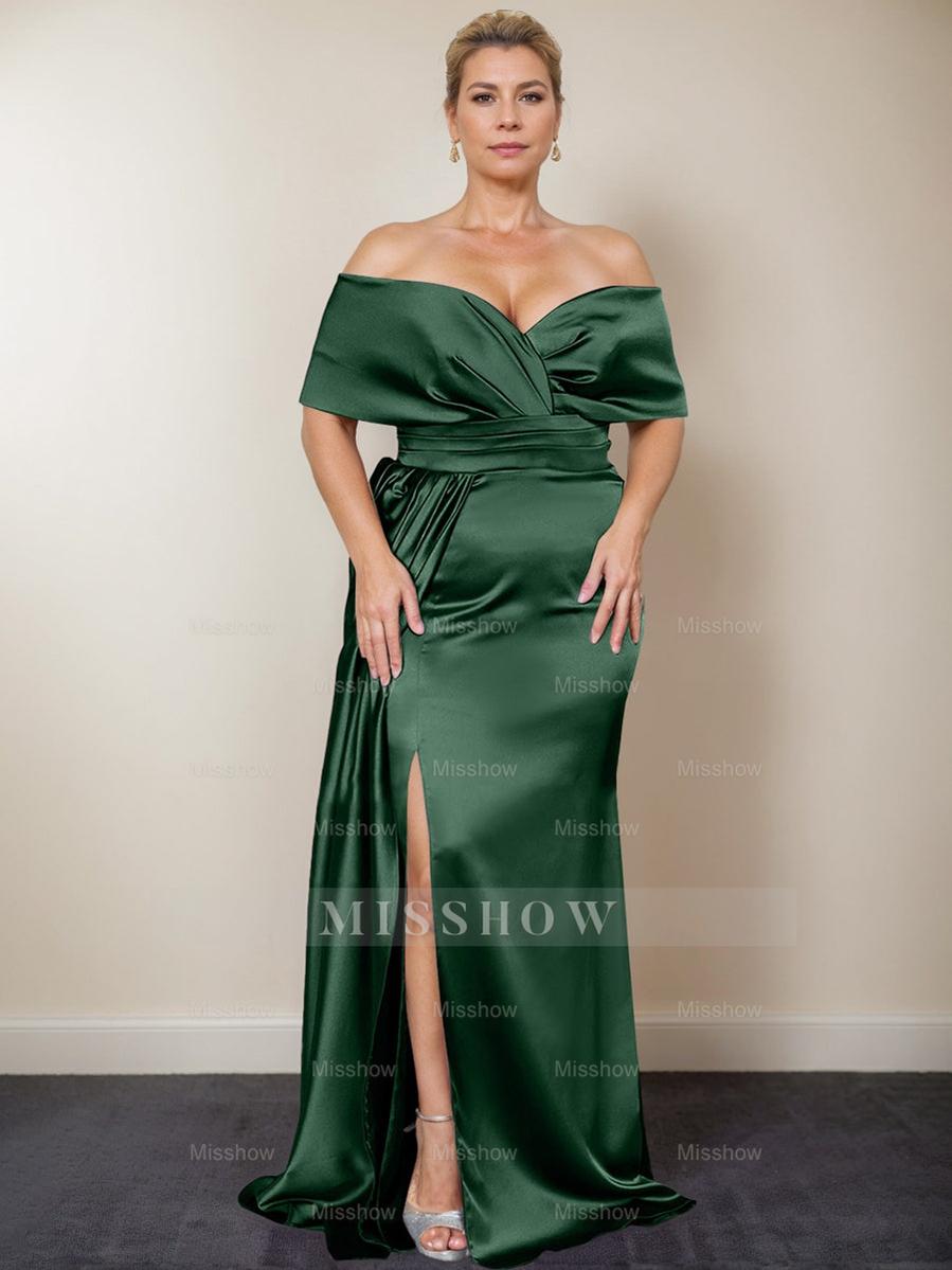 Plus Size Off-the-Shoulder Mother of the Bride Trumpet/Mermaid Dress with Side Split
