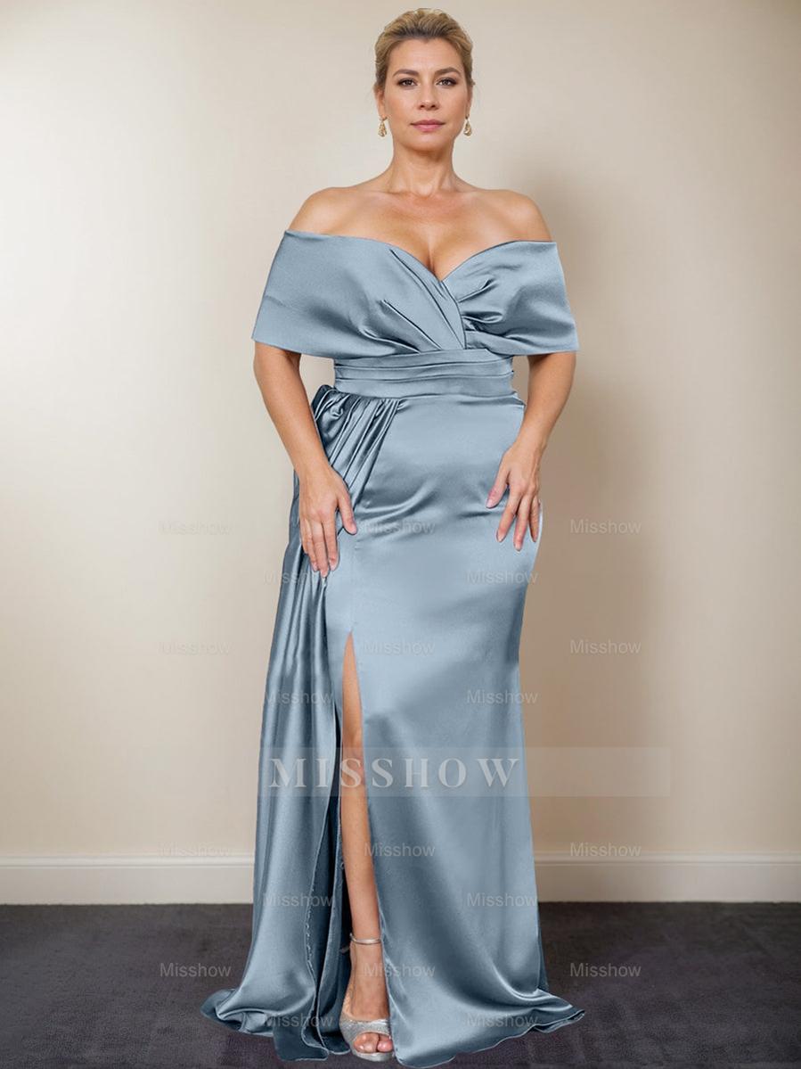 Plus Size Off-the-Shoulder Mother of the Bride Trumpet/Mermaid Dress with Side Split