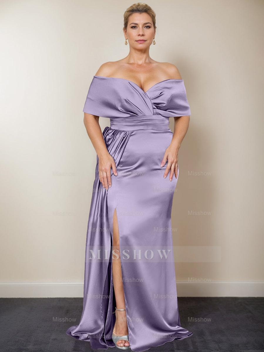 Plus Size Off-the-Shoulder Mother of the Bride Trumpet/Mermaid Dress with Side Split