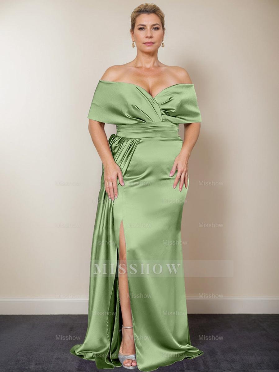 Plus Size Off-the-Shoulder Mother of the Bride Trumpet/Mermaid Dress with Side Split
