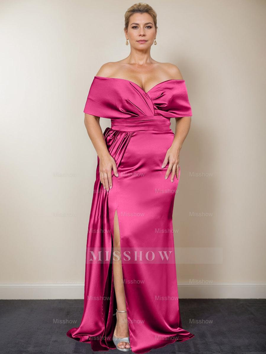 Plus Size Off-the-Shoulder Mother of the Bride Trumpet/Mermaid Dress with Side Split