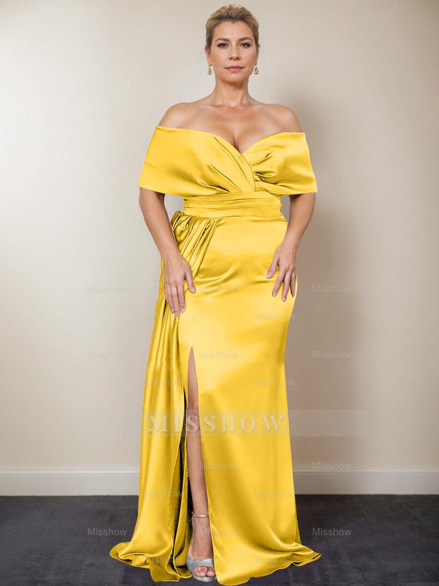 Plus Size Off-the-Shoulder Mother of the Bride Trumpet/Mermaid Dress with Side Split