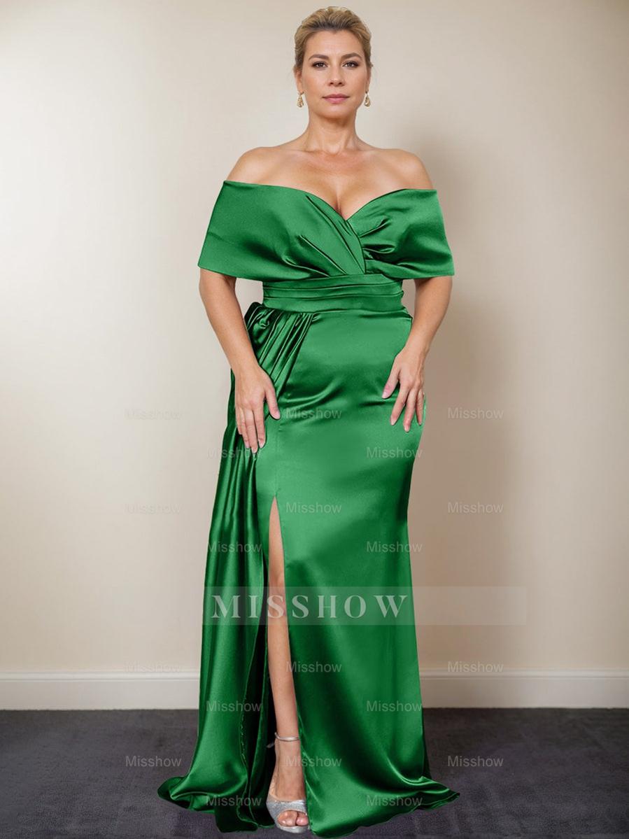 Plus Size Off-the-Shoulder Mother of the Bride Trumpet/Mermaid Dress with Side Split