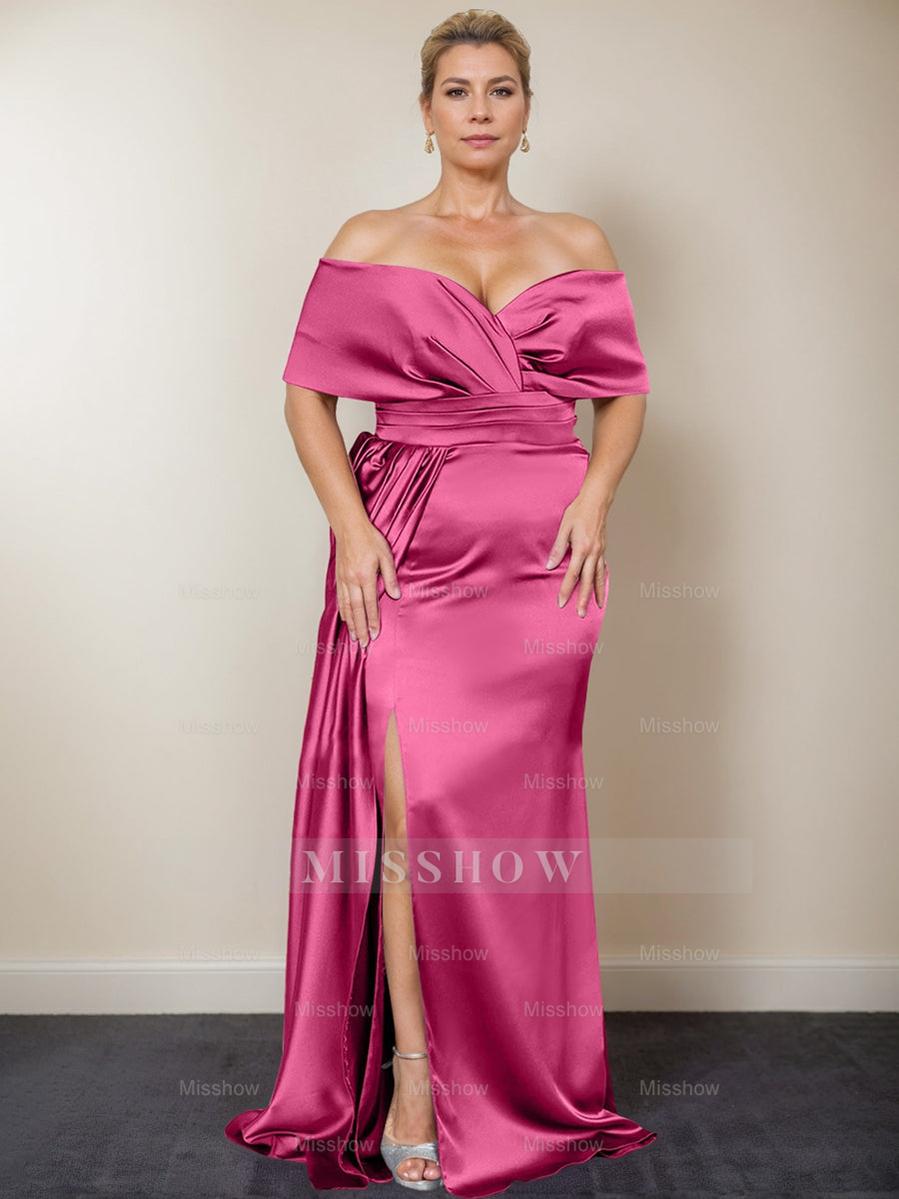 Plus Size Off-the-Shoulder Mother of the Bride Trumpet/Mermaid Dress with Side Split