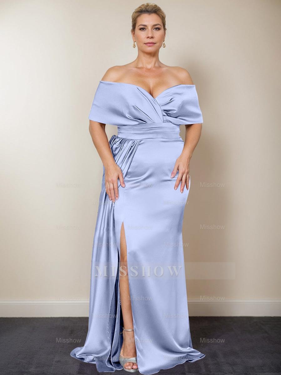 Plus Size Off-the-Shoulder Mother of the Bride Trumpet/Mermaid Dress with Side Split