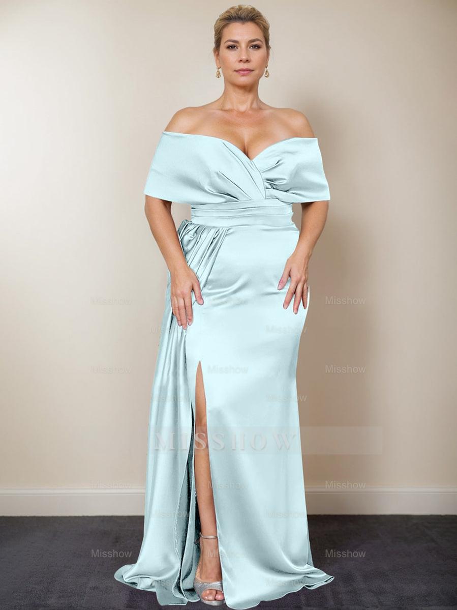 Plus Size Off-the-Shoulder Mother of the Bride Trumpet/Mermaid Dress with Side Split