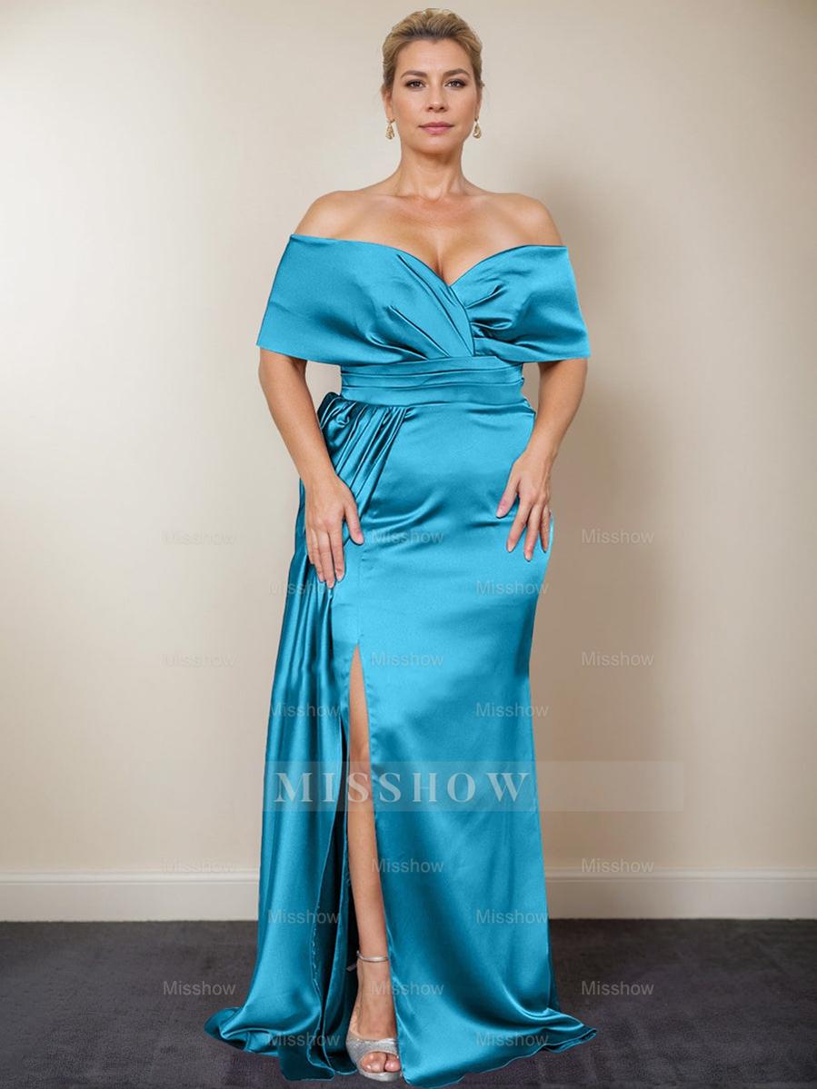 Plus Size Off-the-Shoulder Mother of the Bride Trumpet/Mermaid Dress with Side Split