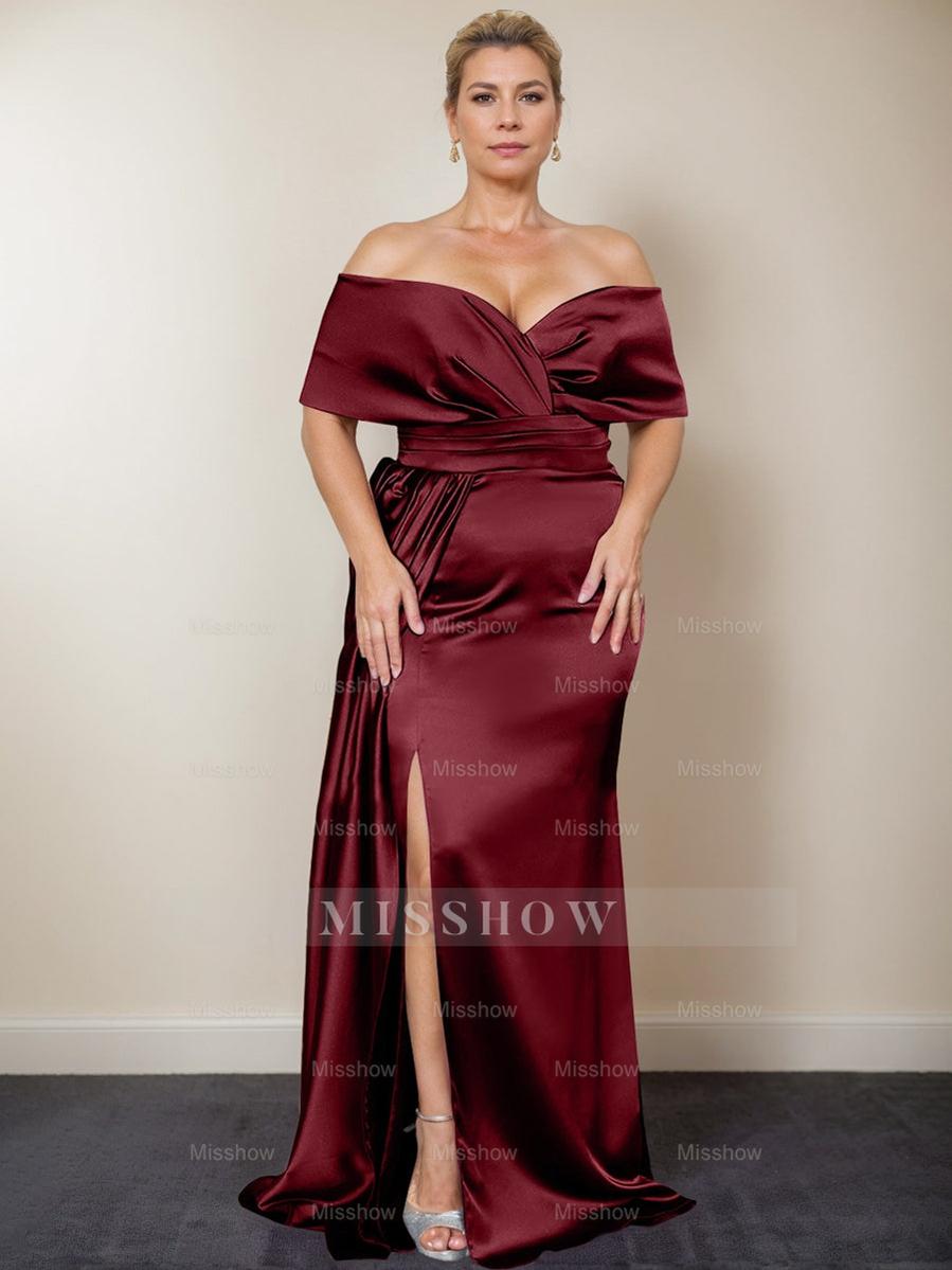 Plus Size Off-the-Shoulder Mother of the Bride Trumpet/Mermaid Dress with Side Split