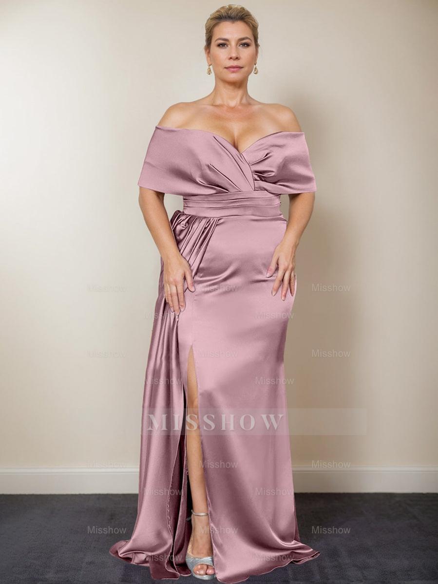 Plus Size Off-the-Shoulder Mother of the Bride Trumpet/Mermaid Dress with Side Split
